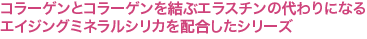 コラーゲンとコラーゲンを結ぶエラスチンの代わりになるエイジングミネラルシリカを配合したシリーズ
